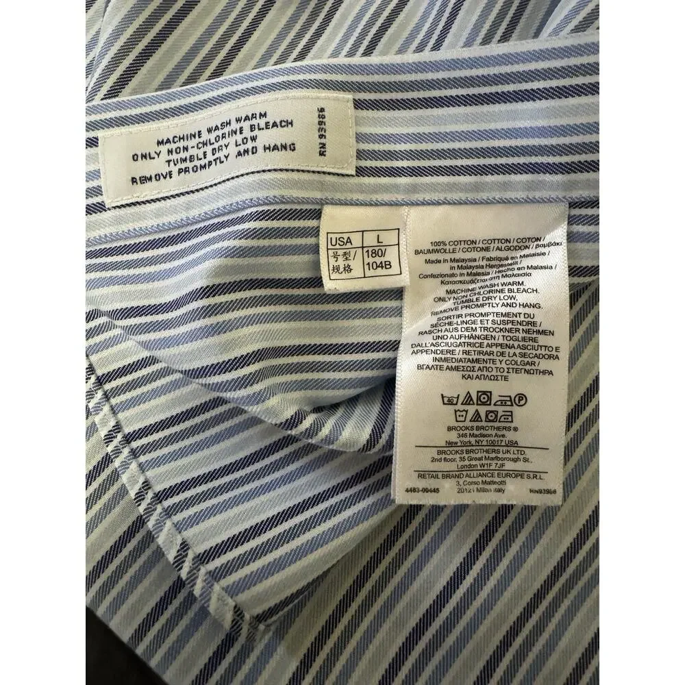 Brooks Brother Button Down Shirt‎ Blue Striped Men’s L Long Sleeve Shirt Supima